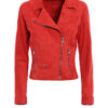 Women's Red Suede Leather Motor Jacket