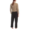 Women's Collarless Khaki Suede Leather Jacket - Image 2