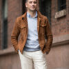 Men's Suede Trucker Jacket - Image 2