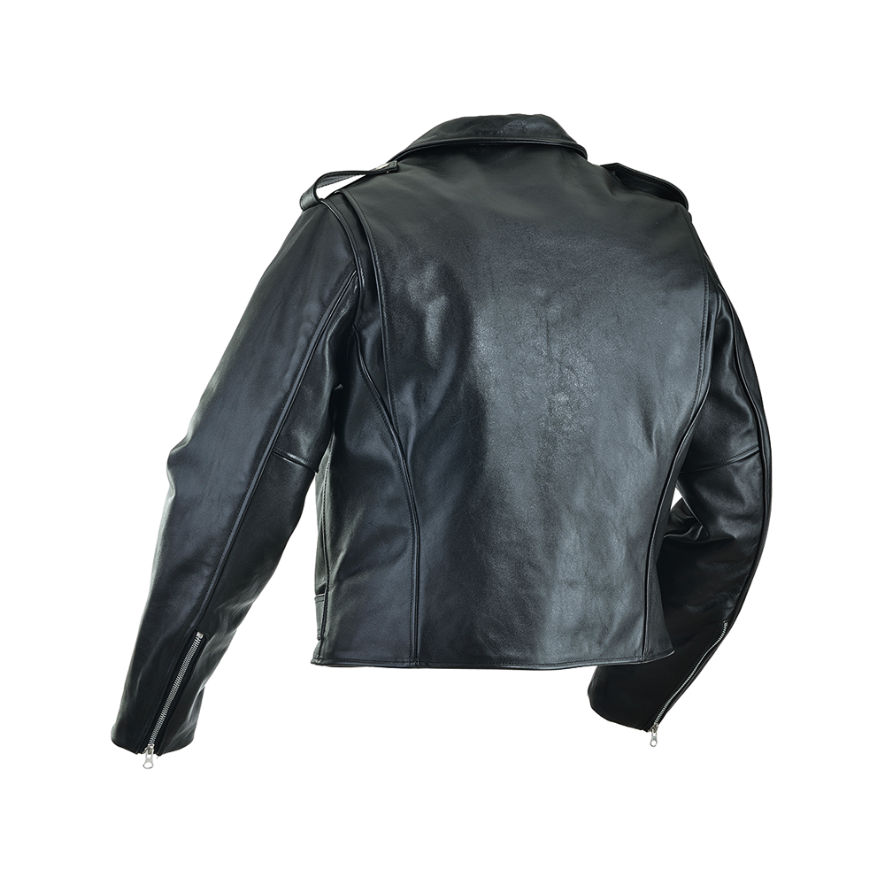 Womens Cafe Racer Leather Biker Jacket Black Cross Zipper