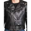 Womens Cafe Racer Leather Biker Jacket Black Cross Zipper