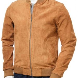 Men's Suede Leather Bomber Jacket