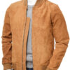 Men's Suede Leather Bomber Jacket - Image 4