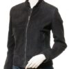 Black Suede Leather Jacket Women's - Image 4