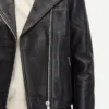 Womens Black Leather Motorcycle Jacket - Image 4