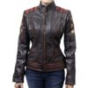 Women's Ox Blood Vintage Cafe Racer Leather Jacket