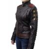 Women's Ox Blood Vintage Cafe Racer Leather Jacket - Image 4