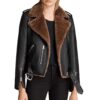 Women's Brown Leather Motorcycle Shearling Jacket