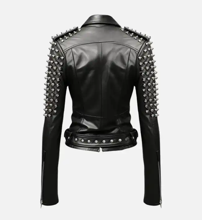 Womens Studded Leather Biker Jacket