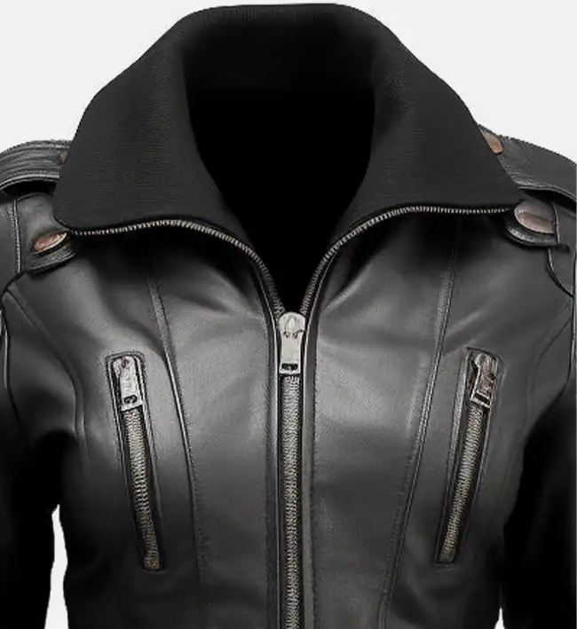 Women’s Black Fitted Leather Bomber Jacket