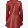 Peplum Style Women's Red Leather Motorcycle Jacket - Image 2