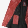 Peplum Style Women's Red Leather Motorcycle Jacket - Image 5