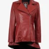 Peplum Style Women's Red Leather Motorcycle Jacket