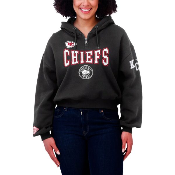 Erin Andrews Kansas City Chiefs Black Quarter-Zip Hoodie - Image 3