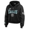 Erin Andrews Philadelphia Eagles Black Quarter-Zip Hoodie - Image 3