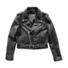 Womens Cropped Studded Leather Jacket