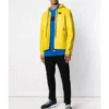 Mens Yellow Leather Hooded Jacket