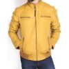 Mens Quilted Yellow Leather Jacket