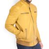 Mens Quilted Yellow Leather Jacket