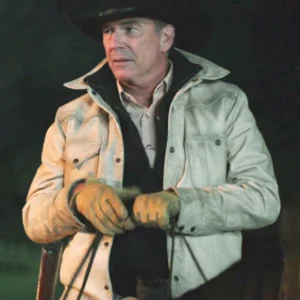 Yellowstone John Dutton Cream Leather Jacket