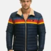 Aviator Nation 4 Stripe Rainbow Sleeves Jacket Navy