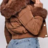 Dope Thief Liz Caribel Sierra Brown Fur Cropped Jacket