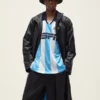 Kith Adidas Black Leather Coat with Hood