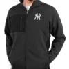 Men's New York Yankees Antigua Heathered Black Course Full-Zip Jacket