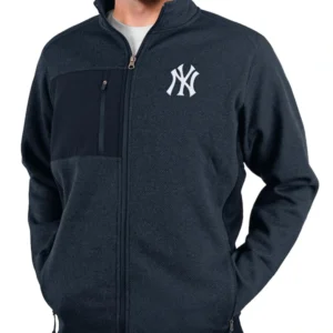 New York Yankees Antigua Heathered Navy Jacket
