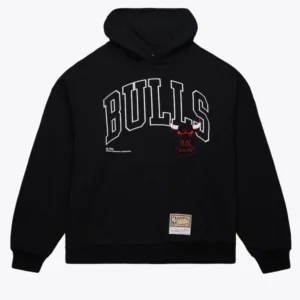 Black Chicago Bulls Logo Over Pullover Hoodie