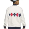 Adidas Argyle Printed Half-Zip White Sweatshirt