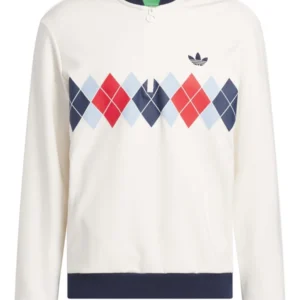 Adidas Originals Argyle Printed 1-4-Zip Sweatshirt White