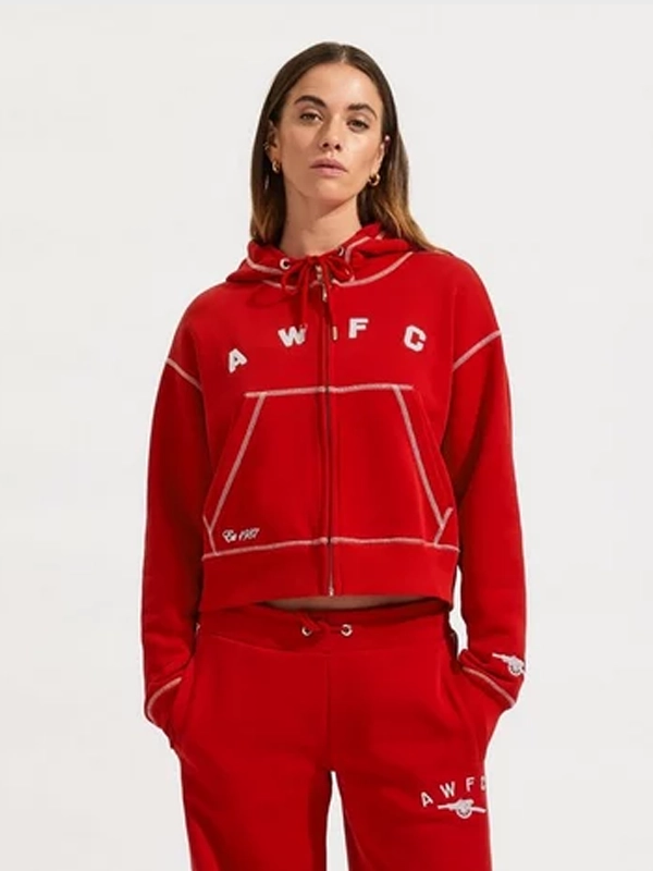 Arsenal AWFC Womens Red Zip-Up Hoodie