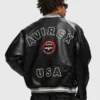 Avirex Stadium Black Leather Bomber Jacket
