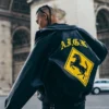 Doncare AFGK Racing Ferrari Black Leather Jacket