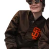 Emma Stone Padres Jacket Brown