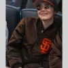 Emma Stone Padres Starter Jacket Brown