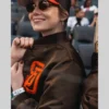 Emma Stone Padres Starter Varsity Jacket Brown