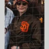 Emma Stone Padres Varsity Jacket Brown