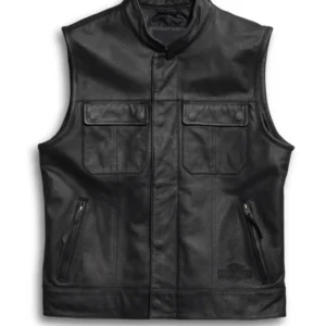 Harley Davidson Foster Leather Vest Black