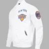 Men's New York Knicks Pro Standard White 202425 City Edition Chenille Satin Full-Snap Jacket