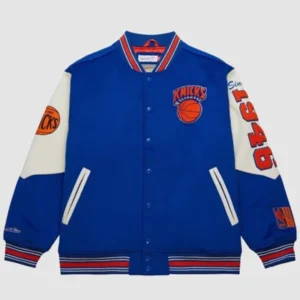 Mitchell & Ness Knicks Team History Varsity Jacket Blue