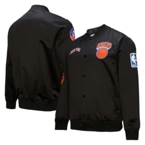 New York Knicks Black Hardwood Classics Blackout Satin Jacket