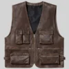 Supreme Leather Cargo Vest Brown