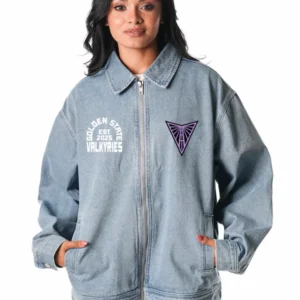 The Wild Collective Golden State Valkyries Denim Jacket Blue