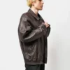 Vintage Brown Leather Oversized Jacket - Image 4