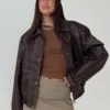 Jaxton Faux Leather Jacket Brown - Image 6
