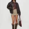 Jaxton Faux Leather Jacket Brown