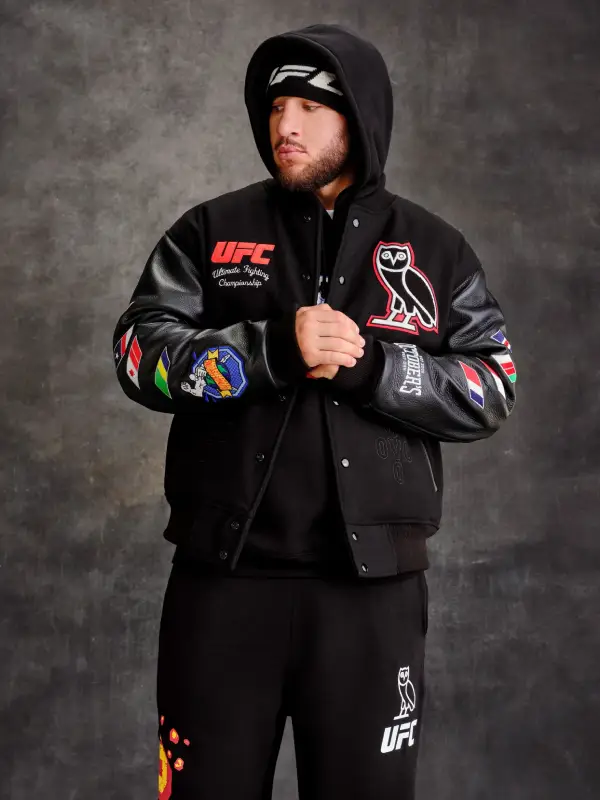 OVO x UFC Black Varsity Jacket