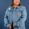 Pinocchio Anniversary Embroidered Denim Jacket Blue